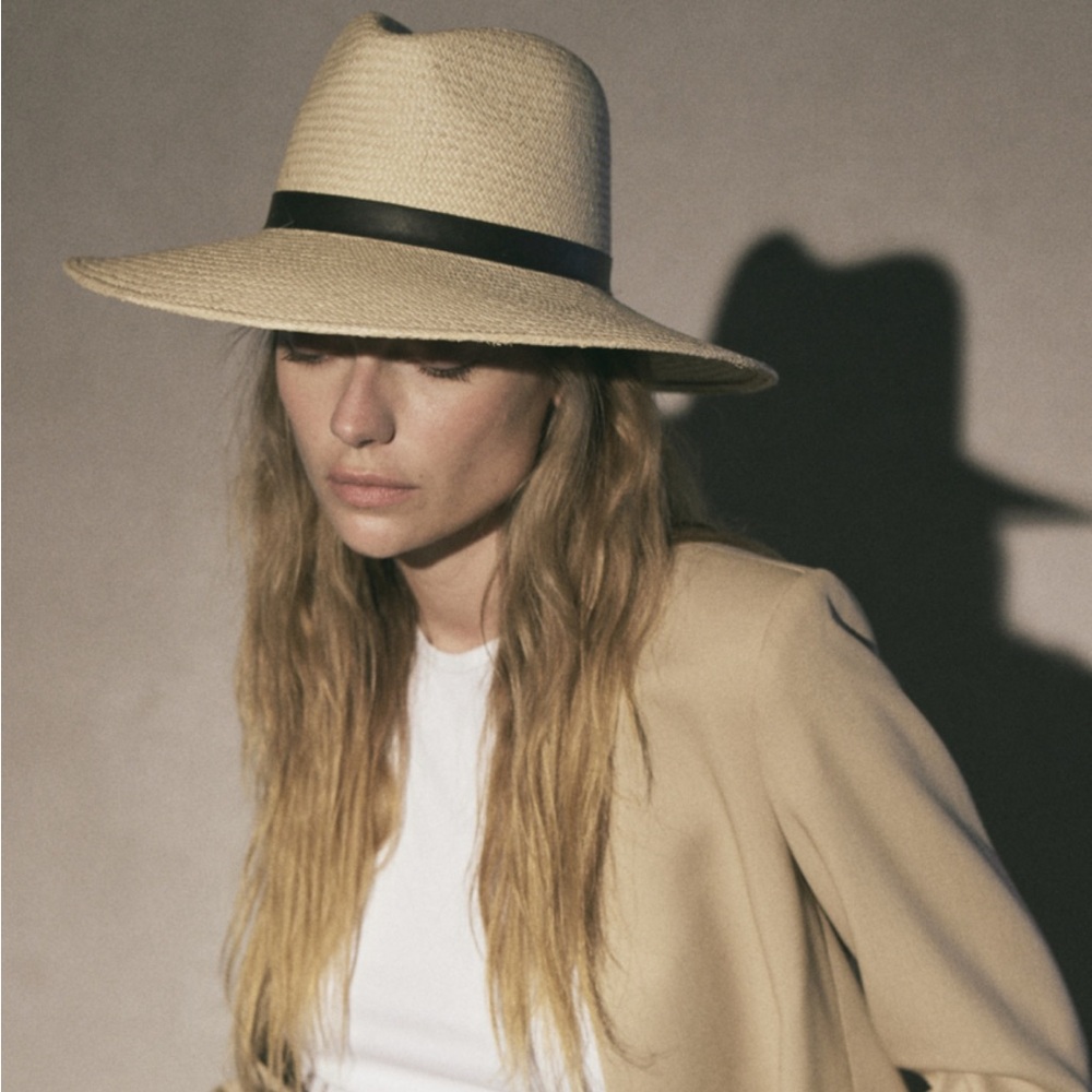 Janessa Leone Cream Gloria Wide Brim Straw Hat